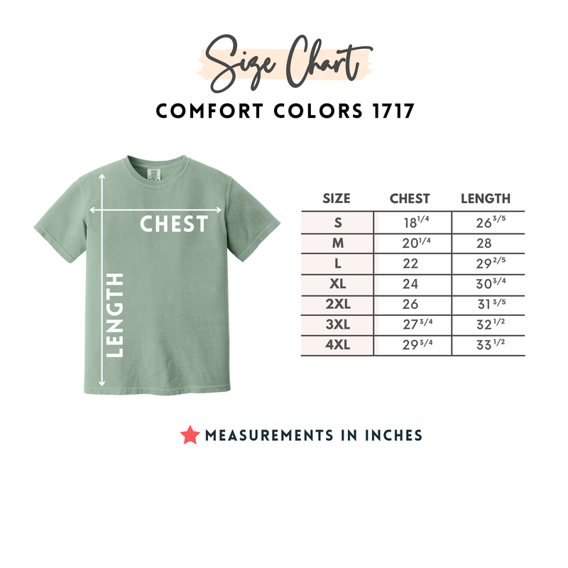 Size chart for TSCo. T-Shirt